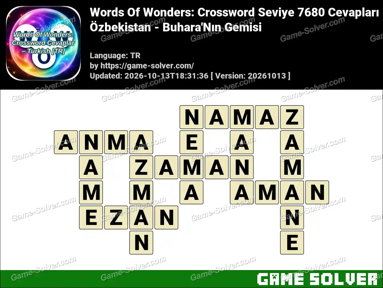 Words Of Wonders: Crossword Seviye 7680 Cevapları – Özbekistan – Buhara’Nın Gemisi